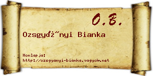 Ozsgyányi Bianka névjegykártya